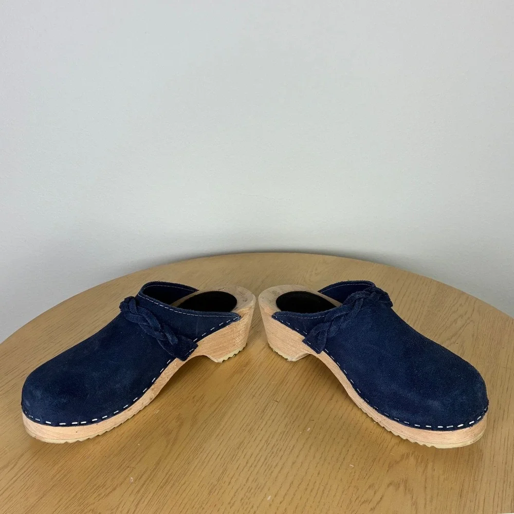 Swedish Platform Braided Suede Clogs Women's 36 Boho Mules Retro Chunky Summer - Picture 3 of 7